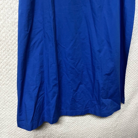 LOFT Royal Blue Flutter Sleeve Split Neck Swing Dress Large Cotton Blend NWT - Picture 5 of 11